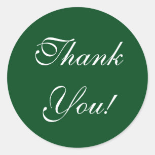 Sticker Rond CHIC STICKER_"Merci !" BLANC SUR VERT SOMBRE