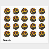 Sticker Rond Chic Sunflowers bois rustique mariage enveloppe sc (Feuille)