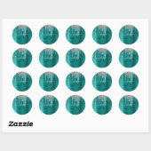 Sticker Rond Chic Turquoise brossé Parties scintillant d'argent (Feuille)
