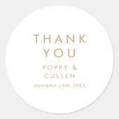 Sticker Rond Chic Typographie Or Merci Mariage Faveur (Devant)