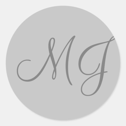 Sticker Rond Chic Unique Monogramme Gris (Devant)