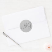 Sticker Rond Chic Unique Monogramme Gris (Enveloppe)