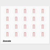 Sticker Rond Chic Unique Monogramme Rouge Blanc Plaine Simple (Feuille)