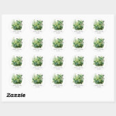 Sticker Rond Chic Vert Hydrangea Floral Butal Mariage (Feuille)