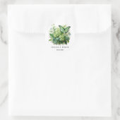 Sticker Rond Chic Vert Hydrangea Floral Butal Mariage (Sac)
