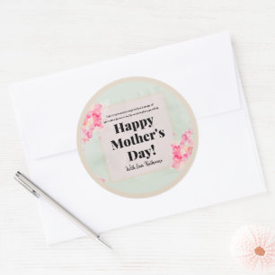 Sticker Rond Chic Vintage Floral Joyeux Citation de la fête des