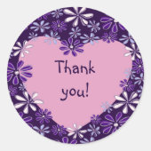 Sticker Rond Chic Violet Blush Merci coeur (Devant)