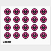 Sticker Rond Chic Zebra Pink Dentelle Cupcake Boulangerie Boîte (Feuille)