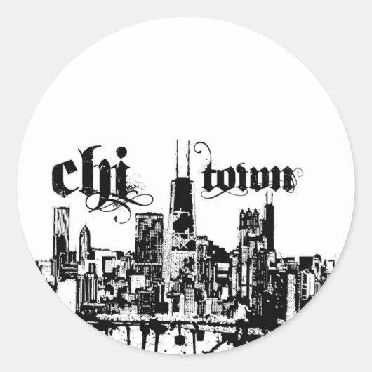 Sticker Rond Chicago "chi-town" mis pour votre ville (Devant)