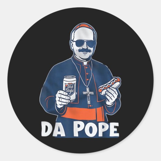 Sticker Rond Chicago Da Pope Funny Humour catholique (Devant)