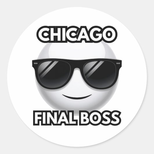 Sticker Rond Chicago Final Boss Cool Emoji (Devant)