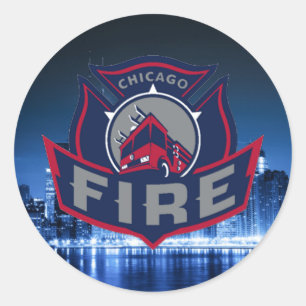 Sticker Rond Chicago Fire avec Skyline