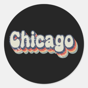 Sticker Rond Chicago Illinois Chrome City Classic Art