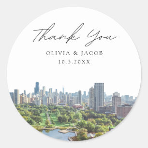 Sticker Rond Chicago Lincoln Park Wedding Favor Photo Merci