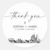 Sticker Rond Chicago Merci Favor 3" (feuille de 6) (Devant)