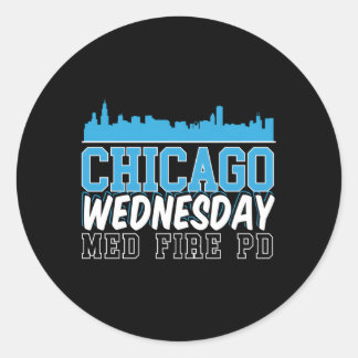 Sticker Rond Chicago mercredi Med Fire Pd Chicago Skyline