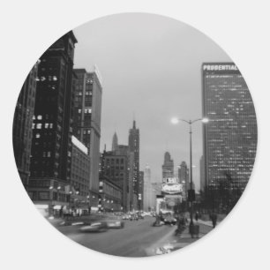 Sticker Rond Chicago Michigan Avenue @ Nuit 6 mars 1967