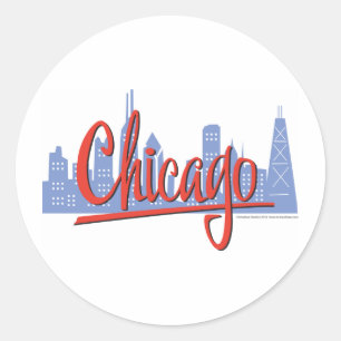 STICKER ROND CHICAGO-RED