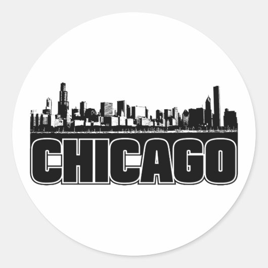 Sticker Rond Chicago Skyline (Devant)