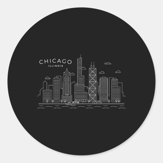 Sticker Rond Chicago Skyline Chicago Illinois (Devant)