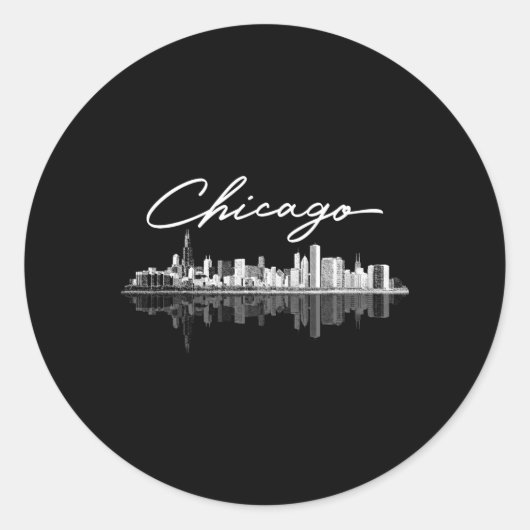 Sticker Rond Chicago Skyline pour (Devant)