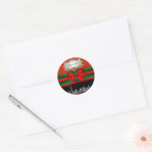 Sticker Rond Chicago Skyline, Red Green Quatrefoil Xmas (Enveloppe)