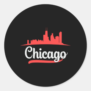 Sticker Rond Chicago USA City Skyline Skyline Drôle idée cadeau