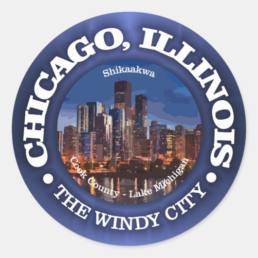 Sticker Rond Chicago (villes) (Devant)