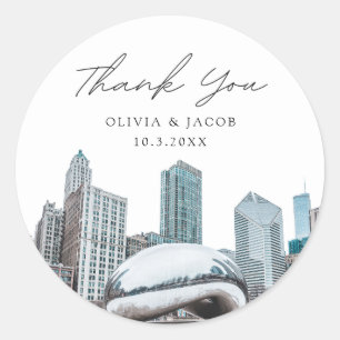 Sticker Rond Chicago Wedding Favor Photo Merci