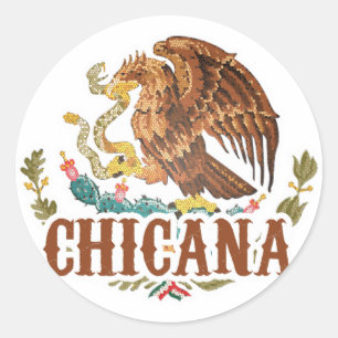 Sticker Rond Chicana Mexique Armoiries