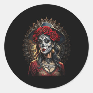 Sticker Rond Chicano Chicana La Raza Barrio Tatouage Art Décès 