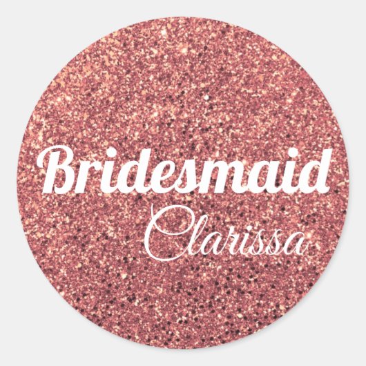 Sticker Rond chick chick rose or parties scintillant bridesmaid (Devant)