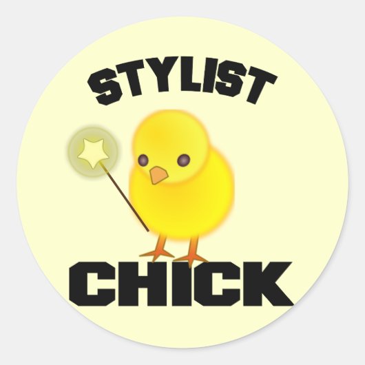 Sticker Rond Chick coiffeur drôle (Devant)