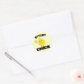 Sticker Rond Chick coiffeur drôle (Enveloppe)