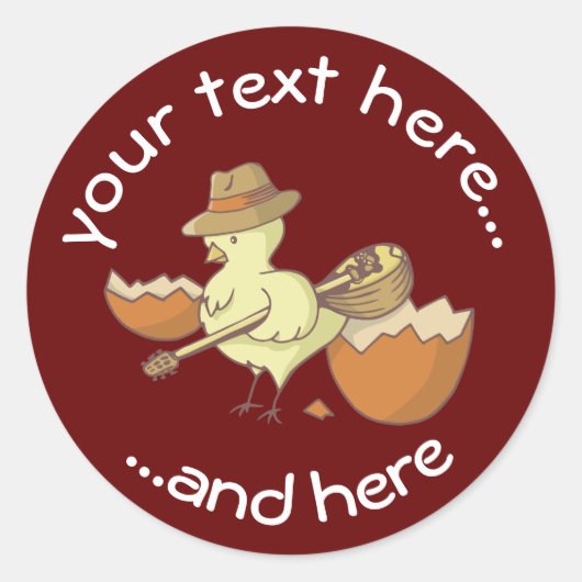 Sticker Rond Chick de Pâques avec Bouzouki (Devant)