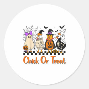 Sticker Rond Chick De Poulet Ou Traite Drôle Costume Halloween
