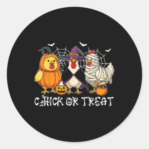 Sticker Rond Chick Or Treat Drôle d'Halloween Citrouille Fantôm