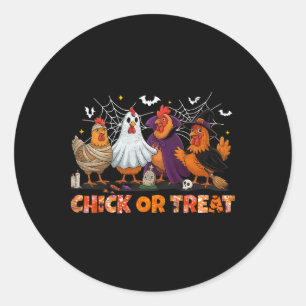 Sticker Rond Chick Or Treat Sorcière Halloween Boo Poulet Effra