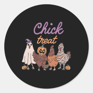 Sticker Rond Chick Ou Traitez Halloween Drôle Pour Les Amateurs