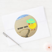 Sticker Rond Chick retraité à la plage (Enveloppe)