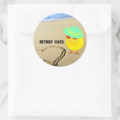 Sticker Rond Chick retraité à la plage (Sac)