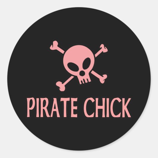 Sticker Rond Chick rose Pirate (Devant)
