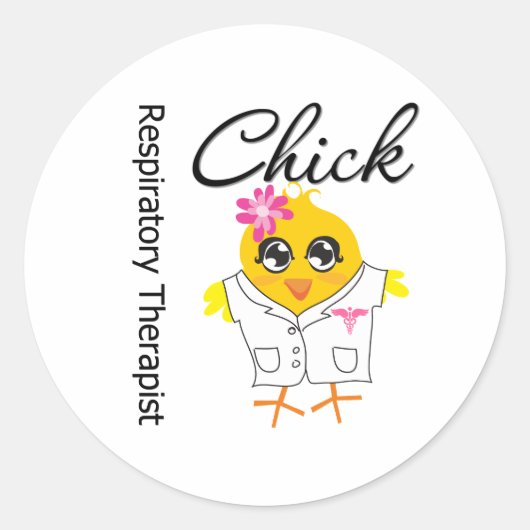 Sticker Rond Chick, thérapeute respiratoire (Devant)