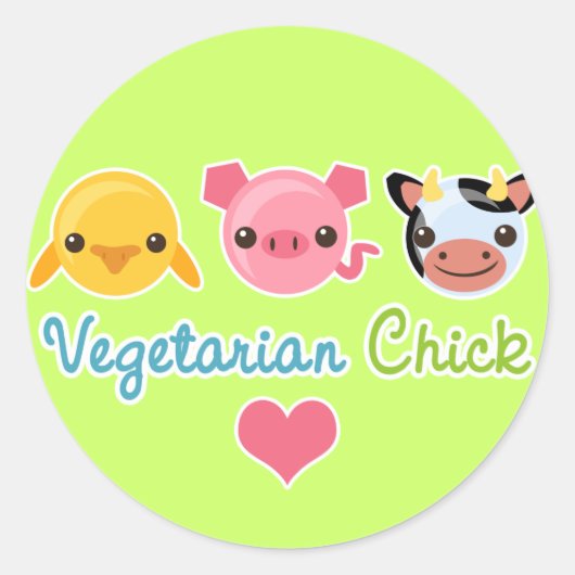 Sticker Rond Chick végétarien (Devant)