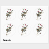 Sticker Rond Chickadee à capuchon noir, John Audubon (Feuille)