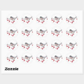 Sticker Rond CHICKADEE & BERRIES ROUGES par SHARON SHARPE (Feuille)