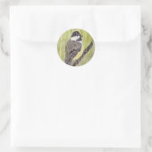 Sticker Rond Chickadee Bird - peinture acrylique. (Sac)