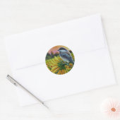 Sticker Rond Chickadee Bird Sunflower Farm Aquarelle Art (Enveloppe)