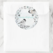 Sticker Rond Chickadee Birds d'hiver Dusty Blue Wreath Noël (Sac)