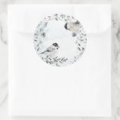 Sticker Rond Chickadee Birds d'hiver Dusty Blue Wreath Noël (Sac)